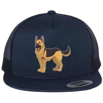 I Love Mom Tattoo German Shepard Flat Bill Trucker Hat