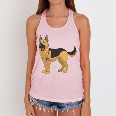 I Love Mom Tattoo German Shepard Women's Knotted Racerback Tank