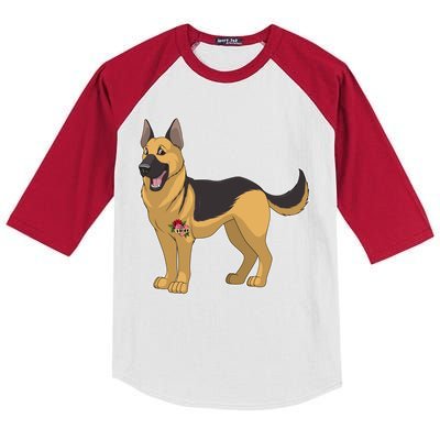 I Love Mom Tattoo German Shepard Kids Colorblock Raglan Jersey