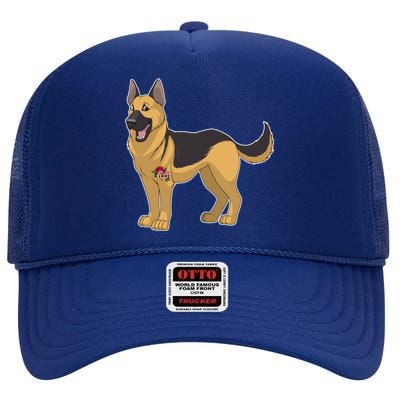 I Love Mom Tattoo German Shepard High Crown Mesh Back Trucker Hat