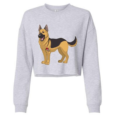 I Love Mom Tattoo German Shepard Cropped Pullover Crew