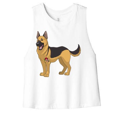 I Love Mom Tattoo German Shepard Women's Racerback Cropped Tank