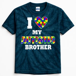 I Love My Autistic Brother Autism Kids Tie-Dye T-Shirt