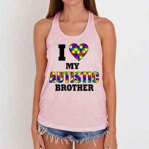 I Love My Autistic Brother Autism Women's Knotted Racerback Tank