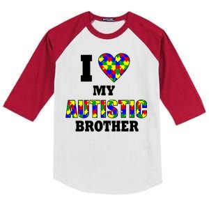 I Love My Autistic Brother Autism Kids Colorblock Raglan Jersey