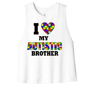 I Love My Autistic Brother Autism Women's Racerback Cropped Tank