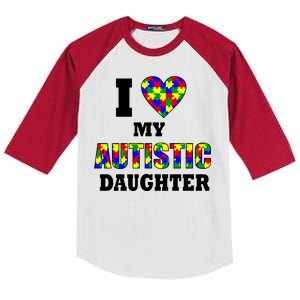 I Love My Autistic Daughter Autism Kids Colorblock Raglan Jersey