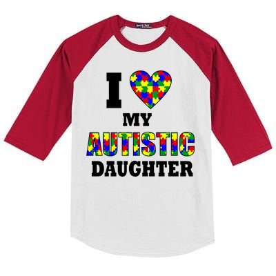 I Love My Autistic Daughter Autism Kids Colorblock Raglan Jersey