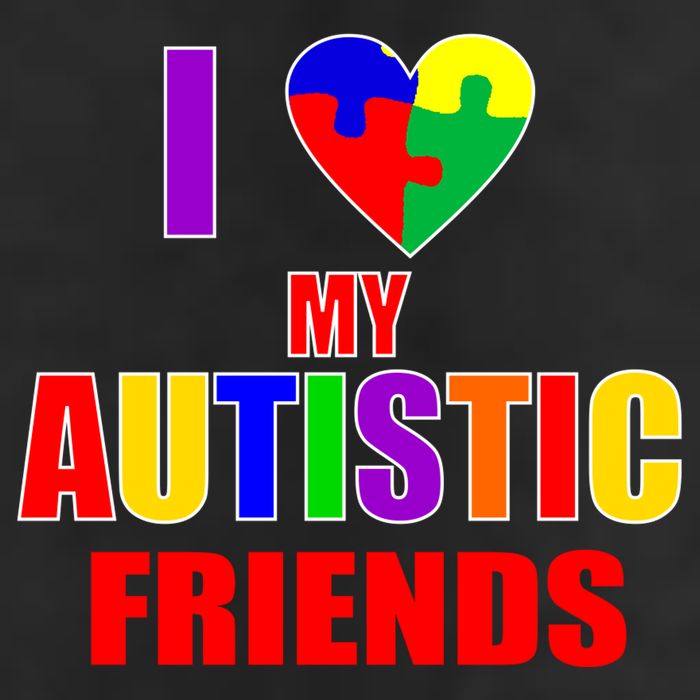 I Love My Autistic Friends 7 Panel Mesh Trucker Snapback Hat