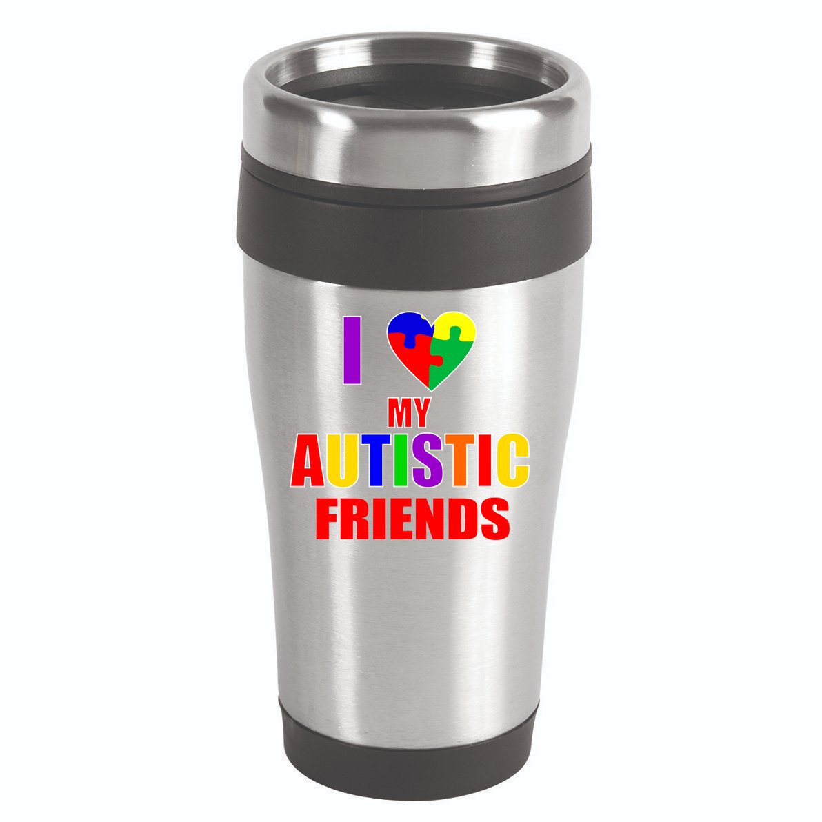 I Love My Autistic Friends 16oz Travel Tumbler
