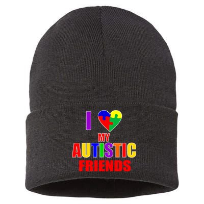 I Love My Autistic Friends Sustainable Knit Beanie