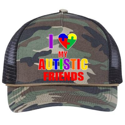 I Love My Autistic Friends Retro Rope Trucker Hat Cap