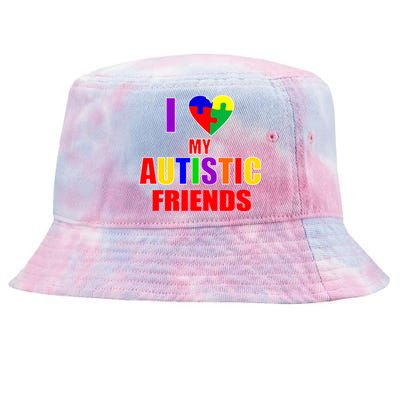 I Love My Autistic Friends Tie-Dyed Bucket Hat