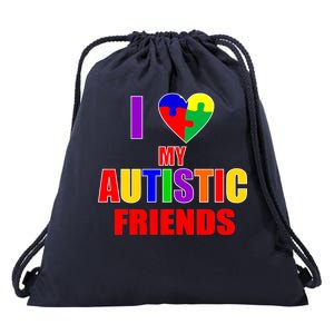 I Love My Autistic Friends Drawstring Bag