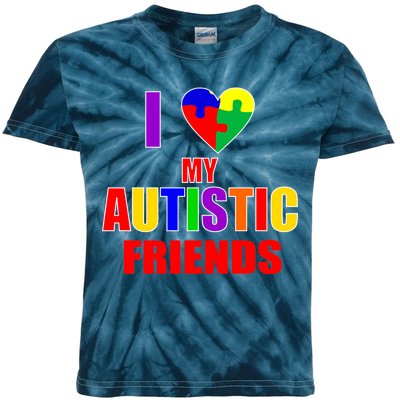 I Love My Autistic Friends Kids Tie-Dye T-Shirt