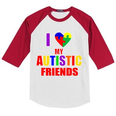 I Love My Autistic Friends Kids Colorblock Raglan Jersey