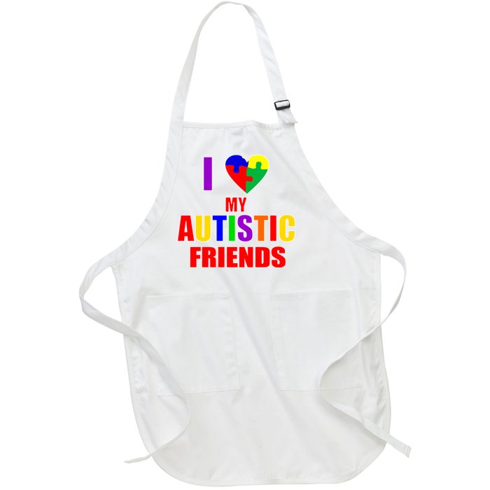 I Love My Autistic Friends Full-Length Apron With Pockets