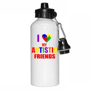 I Love My Autistic Friends Aluminum Water Bottle