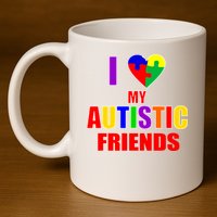 I Love My Autistic Friends 11oz C Handle Ceramic Mug