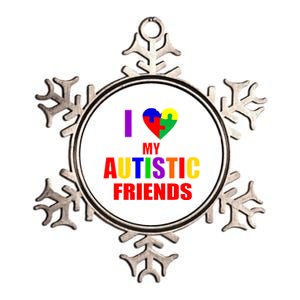 I Love My Autistic Friends Metallic Star Ornament