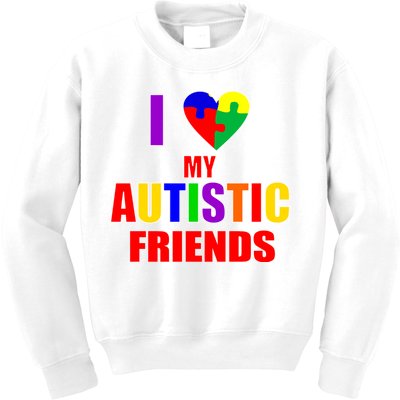 I Love My Autistic Friends Kids Sweatshirt