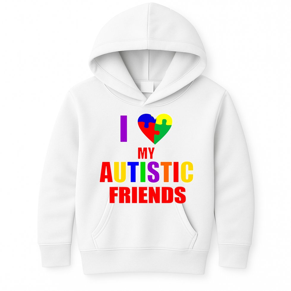 I Love My Autistic Friends Kids Hoodie