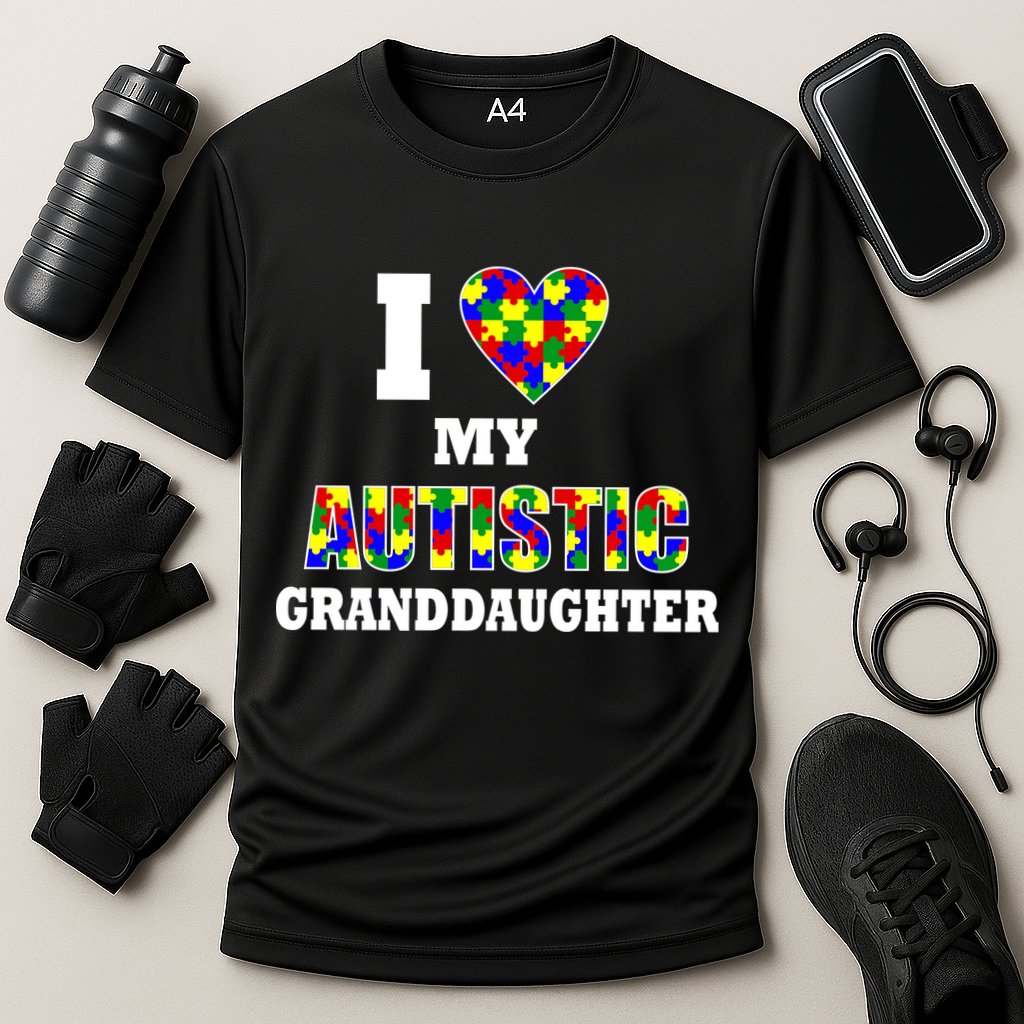 I Love My Autistic Granddaughter Autism Cooling Performance Crew T-Shirt