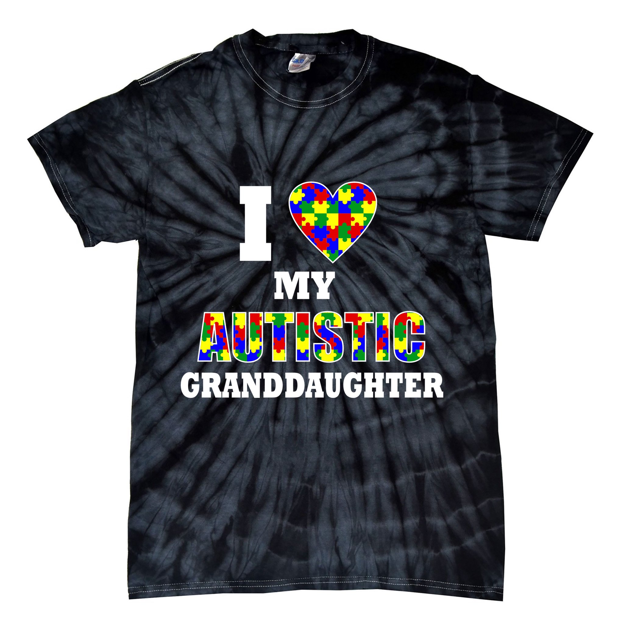 I Love My Autistic Granddaughter Autism Tie-Dye T-Shirt