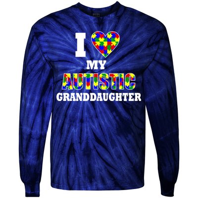 I Love My Autistic Granddaughter Autism Tie-Dye Long Sleeve Shirt