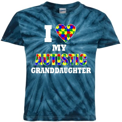 I Love My Autistic Granddaughter Autism Kids Tie-Dye T-Shirt