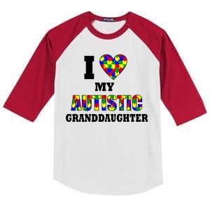 I Love My Autistic Granddaughter Autism Kids Colorblock Raglan Jersey