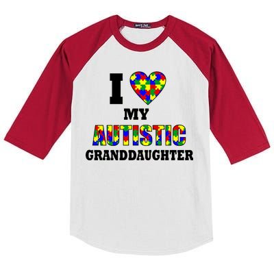 I Love My Autistic Granddaughter Autism Kids Colorblock Raglan Jersey