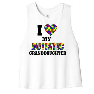 I Love My Autistic Granddaughter Autism Women's Racerback Cropped Tank