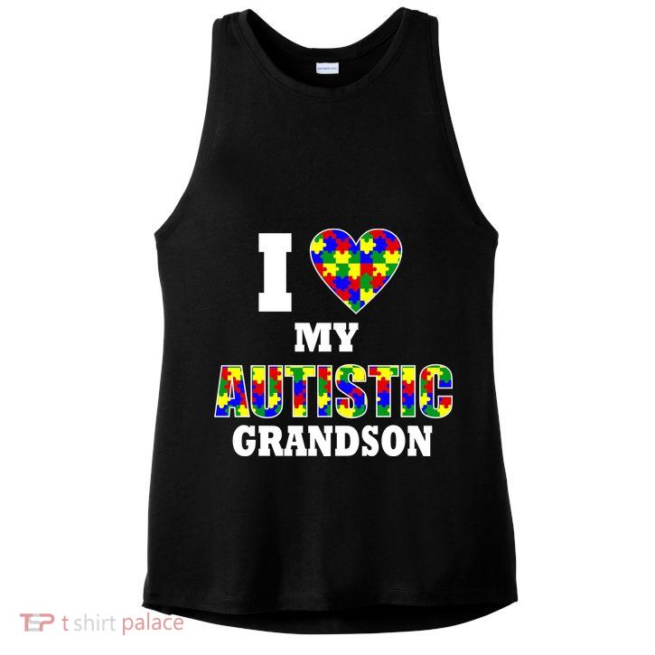 I Love My Autistic Grandson Autism Ladies PosiCharge Tri-Blend Wicking Tank