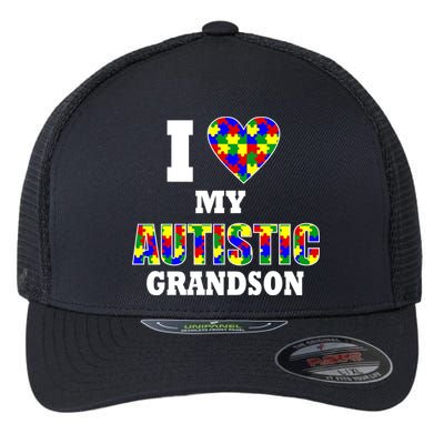 I Love My Autistic Grandson Autism Flexfit Unipanel Trucker Cap