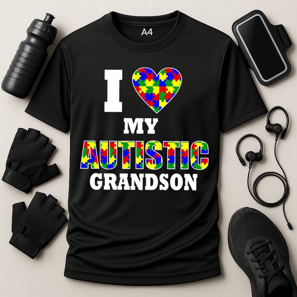 I Love My Autistic Grandson Autism Cooling Performance Crew T-Shirt