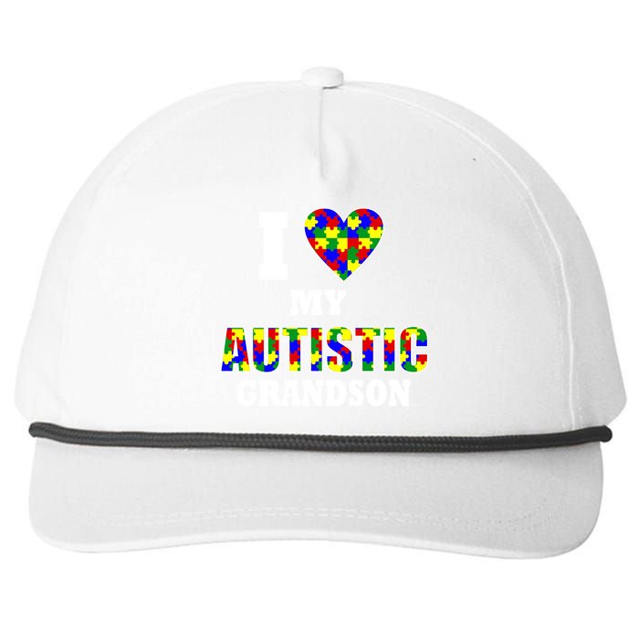 I Love My Autistic Grandson Autism Snapback Five-Panel Rope Hat