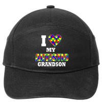 I Love My Autistic Grandson Autism 7-Panel Snapback Hat