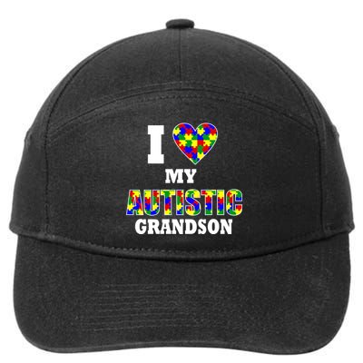 I Love My Autistic Grandson Autism 7-Panel Snapback Hat