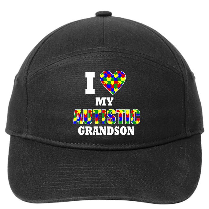 I Love My Autistic Grandson Autism 7-Panel Snapback Hat