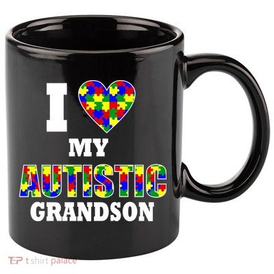 I Love My Autistic Grandson Autism 11oz C Handle Ceramic Mug