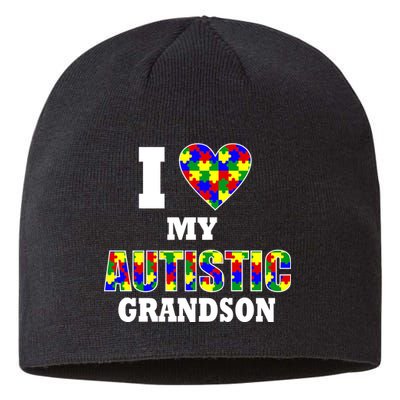 I Love My Autistic Grandson Autism Sustainable Beanie