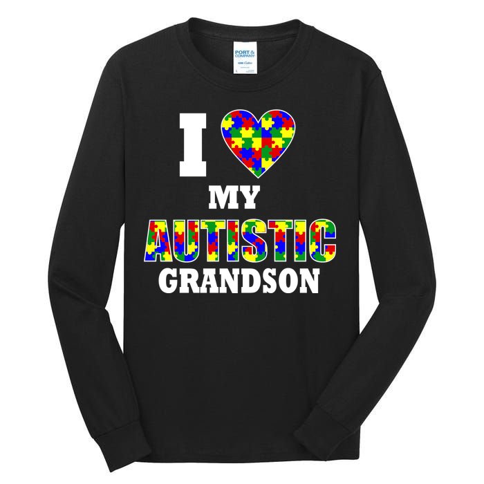 I Love My Autistic Grandson Autism Tall Long Sleeve T-Shirt