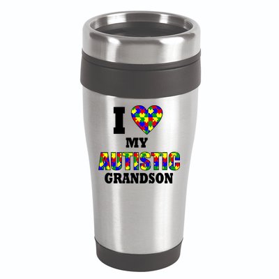I Love My Autistic Grandson Autism 16oz Travel Tumbler