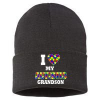 I Love My Autistic Grandson Autism Sustainable Knit Beanie