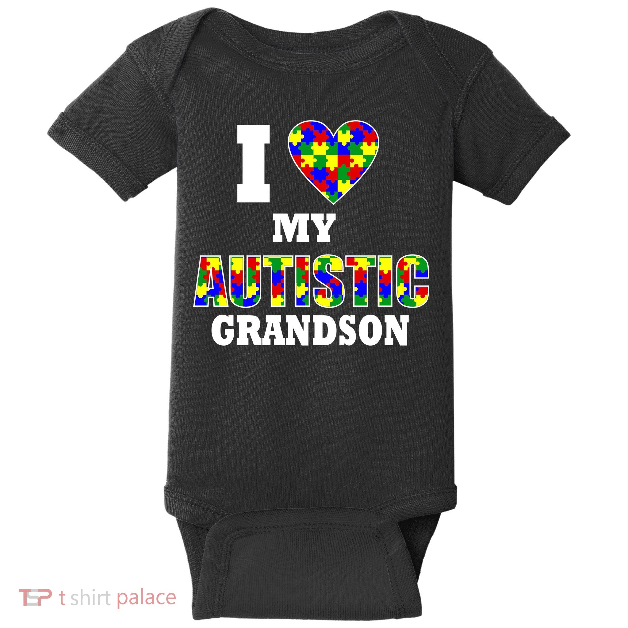 I Love My Autistic Grandson Autism Baby Bodysuit