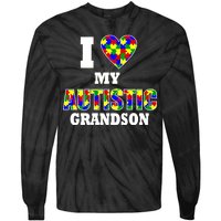 I Love My Autistic Grandson Autism Tie-Dye Long Sleeve Shirt