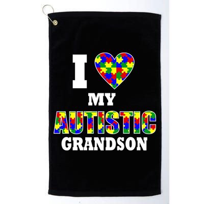 I Love My Autistic Grandson Autism Golf Towel