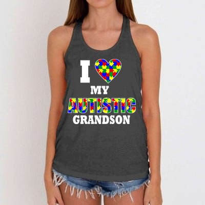 I Love My Autistic Grandson Autism Women's Knotted Racerback Tank