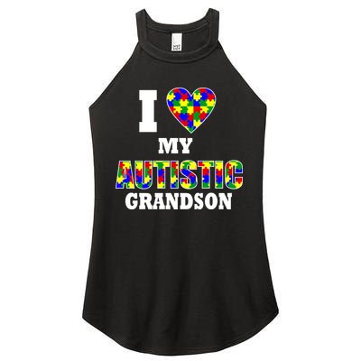 I Love My Autistic Grandson Autism Women's Perfect Tri Rocker Tank
